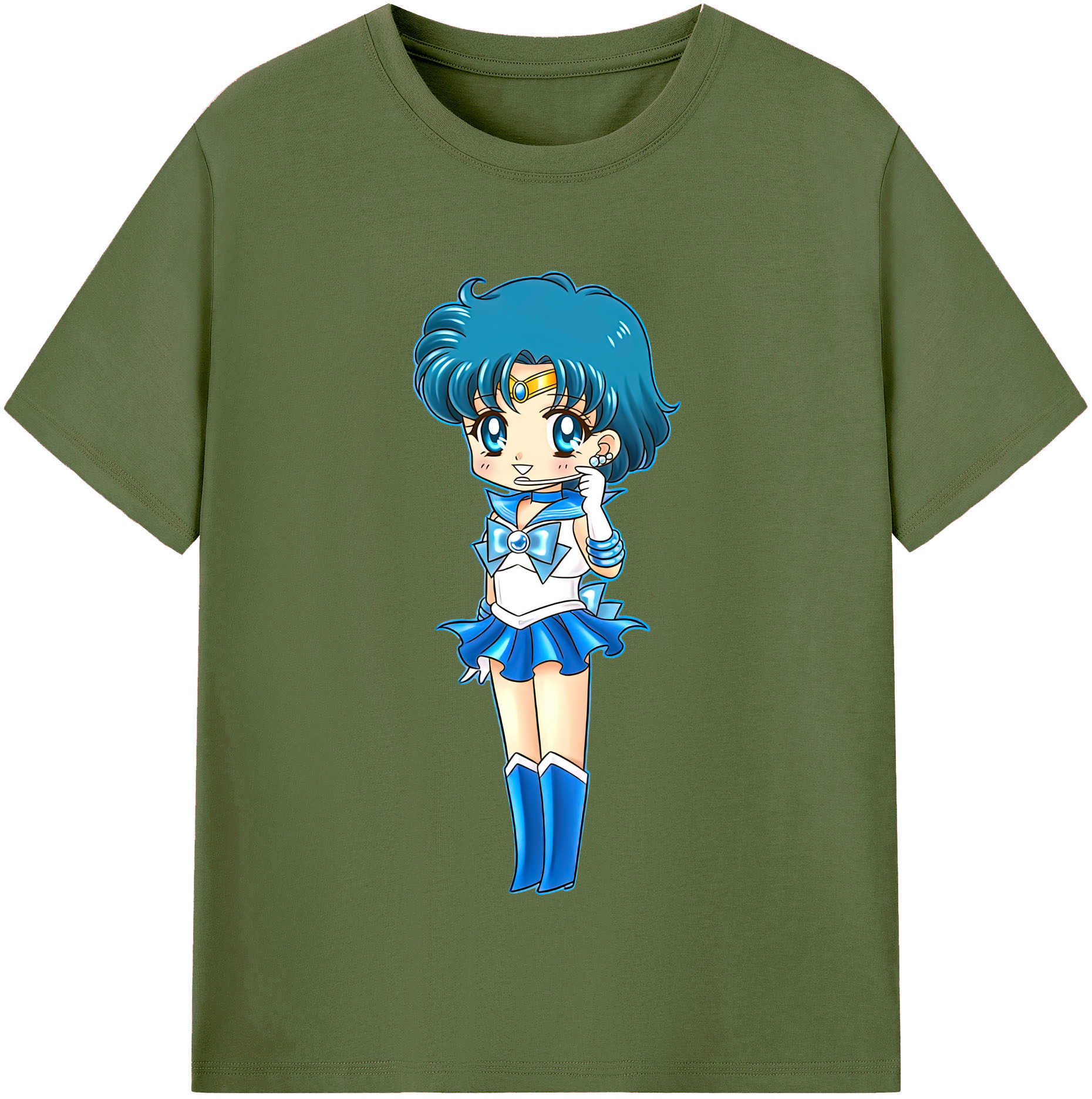 （画像用） 美少女戦士セーラームーン 水野 亜美 みずの あみ Sailor Moon Mizuno Ami 綿100％半袖Tシャツ（フロントプリント）
